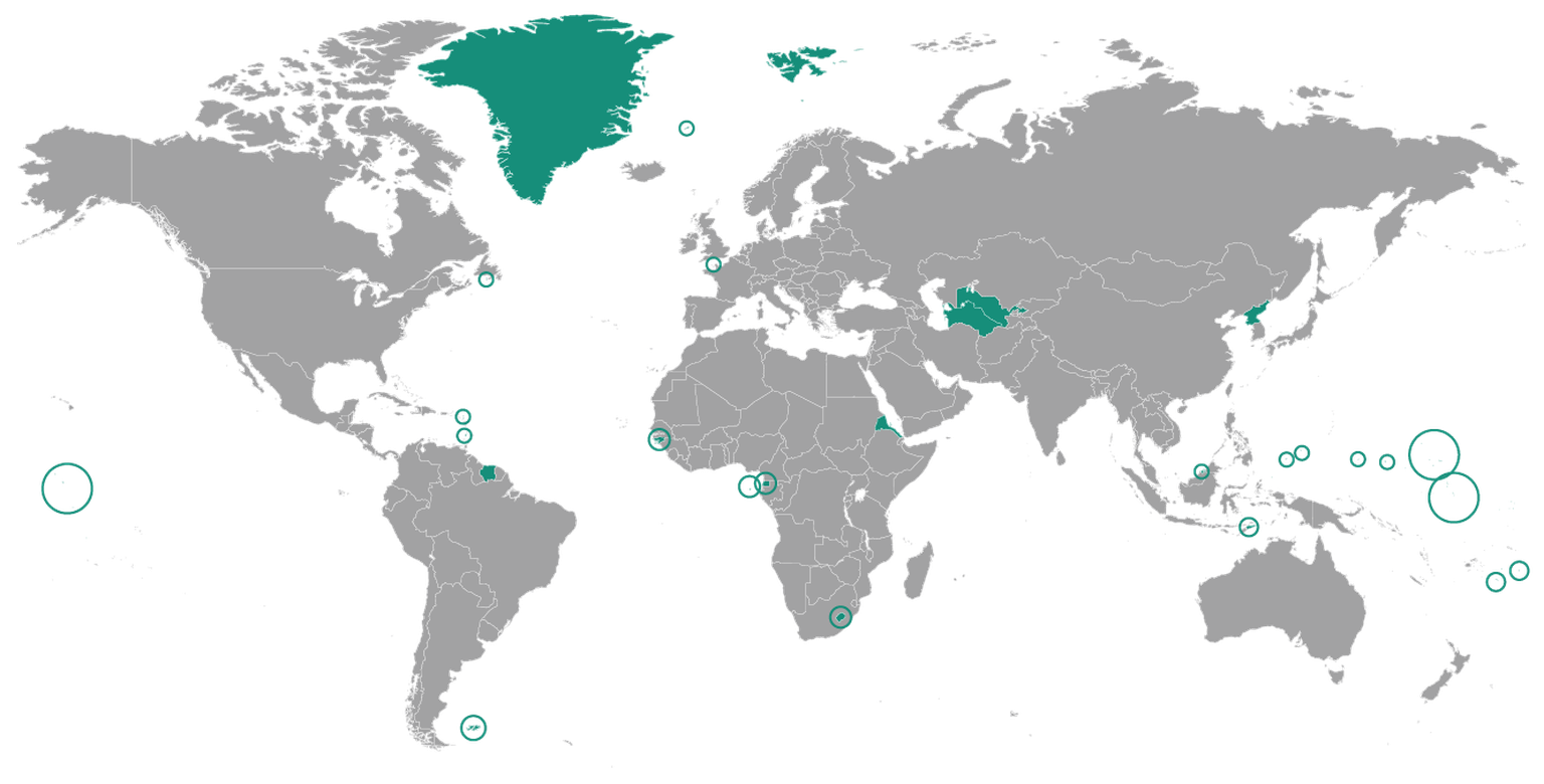 Länder mit 10 oder weniger Auslandschweizern