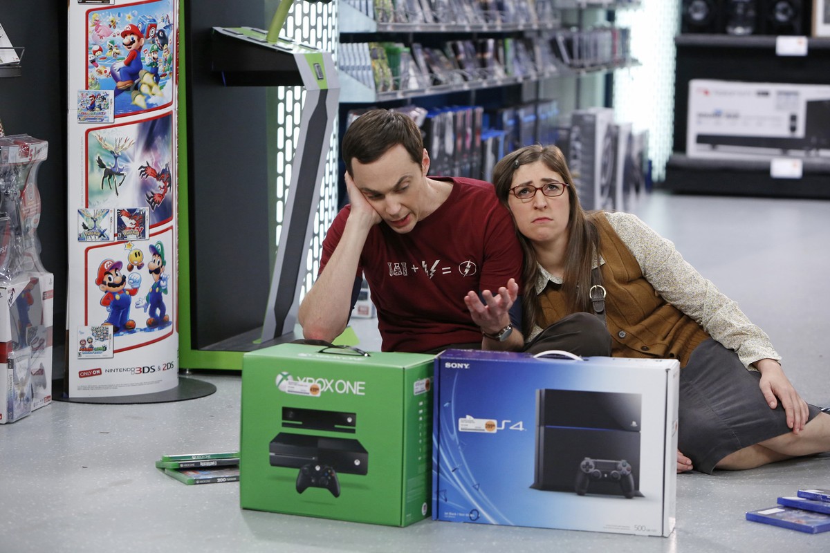 LOS ANGELES - MARCH 11: "The Indecision Amalgamation" -- Sheldon is torn trying to choose between two gaming systems, on THE BIG BANG THEORY, Thursday, April 3 (8:00 -Â“ 8:31 PM, ET/PT) on t ...