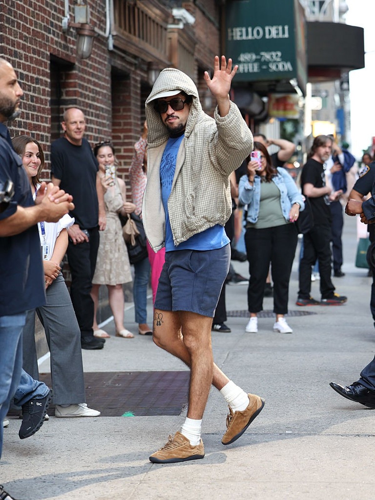 NEW YORK, NY - JULY 22: Bad Bunny is seen arriving at 'The Late Show With Stephen Colbert' on July 22, 2025 in New York City. (Photo by Jason Howard/Bauer-Griffin/GC Images)