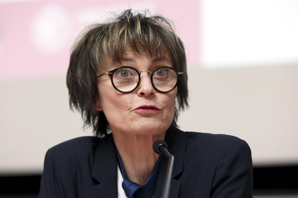 Former Swiss Federal President Micheline Calmy-Rey reacts on the Brexit referendum&#039;s vote in Great Britain during a round table at the University of Geneva, in Geneva, Switzerland, Friday, June 2 ...