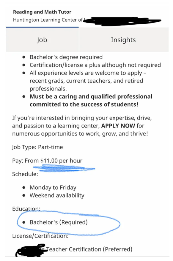 Jobanzeige für Lehrerjob