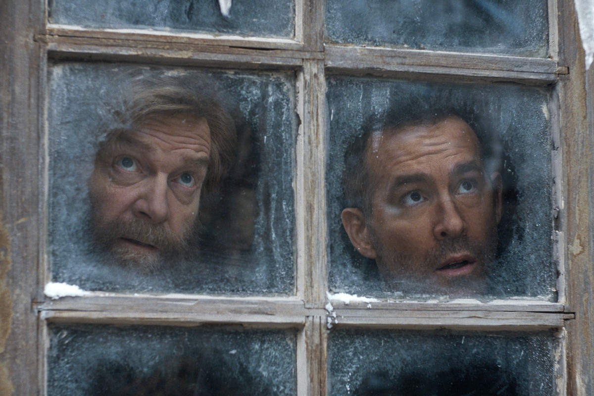 This image released by Apple TV shows Kenneth Branagh, left, and Ryan Reynolds in a scene from "Mayday." (Apple TV via AP)
Film Review - Mayday