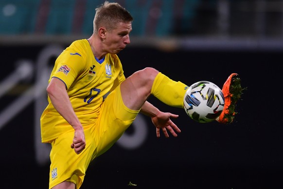 epa08820898 Ukraine&#039;s Oleksandr Zinchenko in action during the UEFA Nations League soccer match between Germany and Ukraine in Leipzig, Germany, 14 November 2020. EPA/CLEMENS BILAN