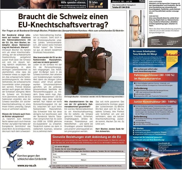 Das Inserat in der «Winterthurer Zeitung».