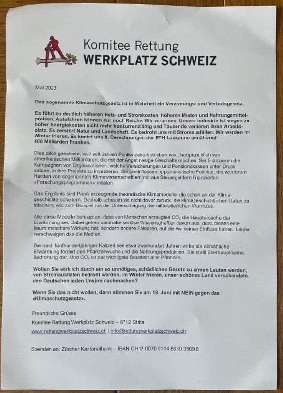 Schwurbler-Brief Klimagesetz