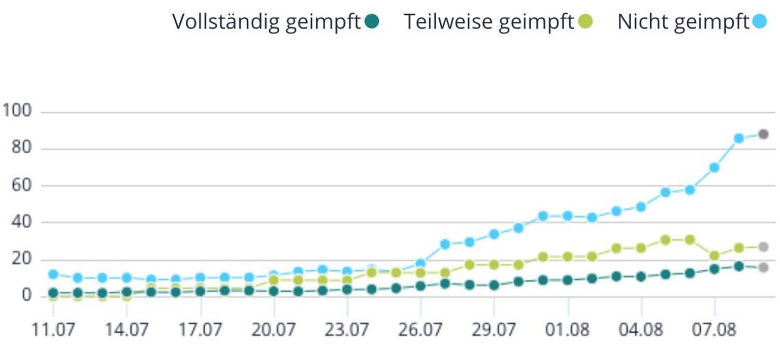 Israel Fallzahlen nach Impfstatus