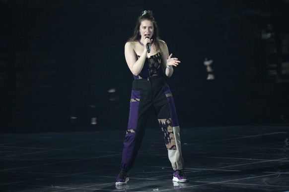 We Are Domi from Czech Republic singing &#039;Lights Off&#039; performs during rehearsals at the Eurovision Song Contest in Turin, Italy, Wednesday, May 11, 2022. (AP Photo/Luca Bruno)