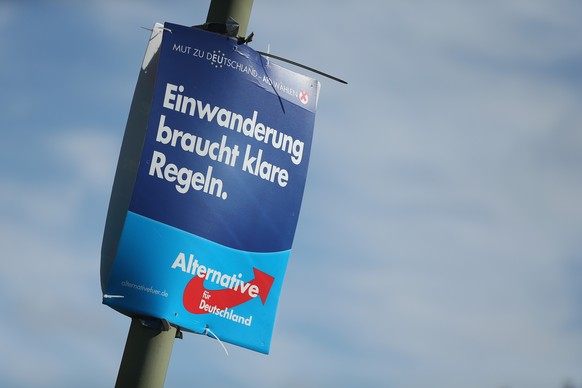 Wahlplakat der AfD im Vorfeld der Landtagswahlen in Brandenburg (September 2014).