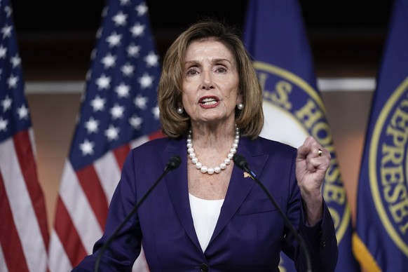 FILE - Speaker of the House Nancy Pelosi, D-Calif., speaks at a news conference as Democrats push to bring the assault weapons ban bill to the floor for a vote, at the Capitol in Washington, July 29,  ...