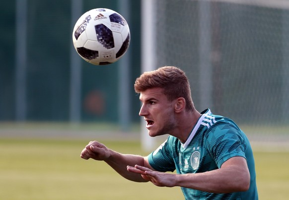 epa06839155 Germany&#039;s Timo Werner attends a team training session in Vatutinki sport base outside Moscow, Russia, 25 June 2018. Germany will face South Korea in the FIFA World Cup 2018 Group F pr ...