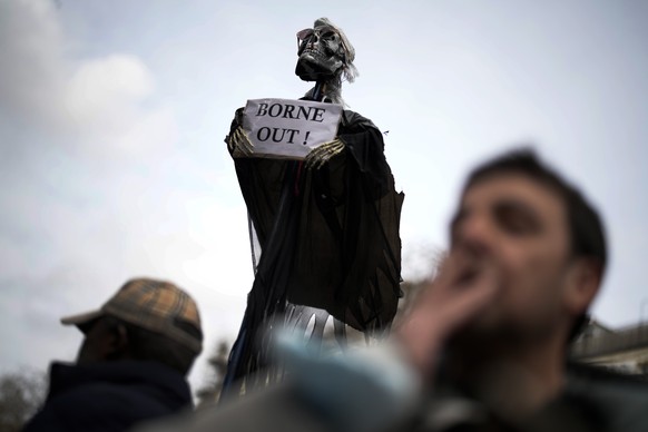 Protester march during a rally in Paris, Thursday, march 23, 2023. French unions are holding their first mass demonstrations Thursday since President Emmanuel Macron enflamed public anger by forcing a ...