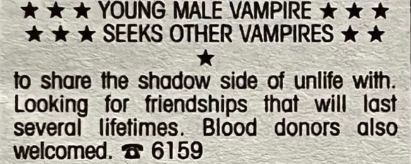 Long Lost Personals - Dating-Annoncen anno dazumal.

https://www.instagram.com/longlostpersonals/