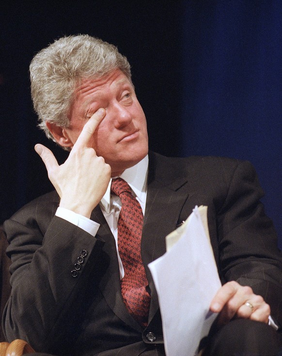 President-elect Bill Clinton and his wife Hillary attend a ceremony remembering Martin Luther King Jr., at Howard University in Washington, Jan. 19, 1993. Clinton vowed to learn from King in ascending ...