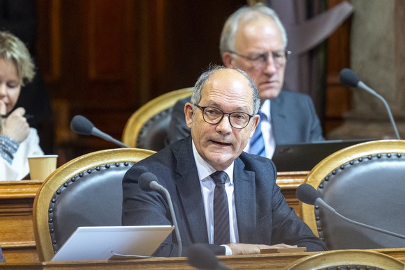 Staenderat Daniel Faessler, Mitte-AI, spricht an der Wintersession der Eidgenoessischen Raete, am Dienstag, 16. Dezember 2025, in Bern. (KEYSTONE/Peter Schneider)