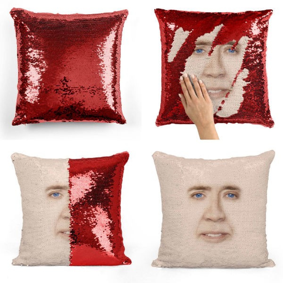Nicolas Cage Pailetten Kissen