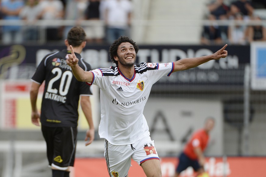 Mohamed Elneny bejubelt seinen Führungstreffer in Lugano.