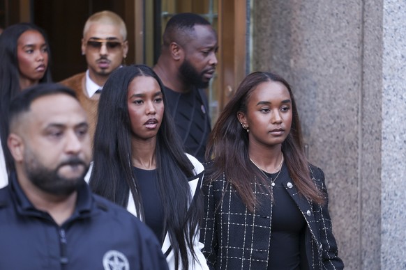 epa12428882 Daughters of US rapper and record executive Sean &#039;Diddy&#039; Combs exit federal court after the sentencing of their father in New York, New York, USA, 03 October 2025. Combs was foun ...