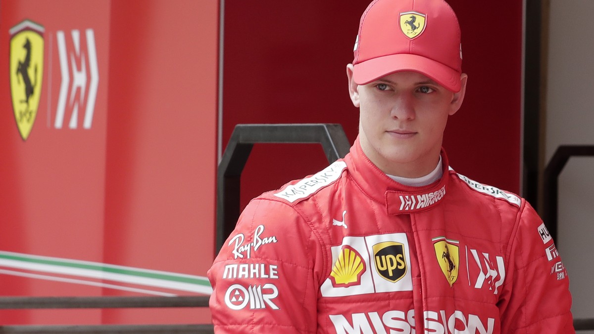 Mick Schumacher walks in the pit during his first F1 test for Ferrari at the Bahrain International Circuit in Sakhir, Bahrain, Tuesday, April 2, 2019. Mick Schumacher has moved closer to emulating his ...
