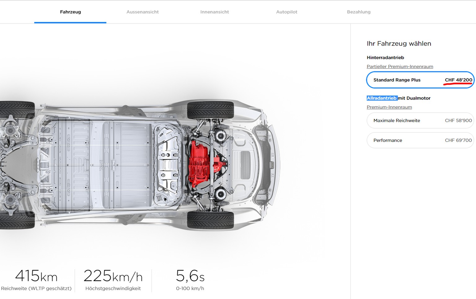 Das Model 3 gibt es neu ab rund 50'000 Franken.