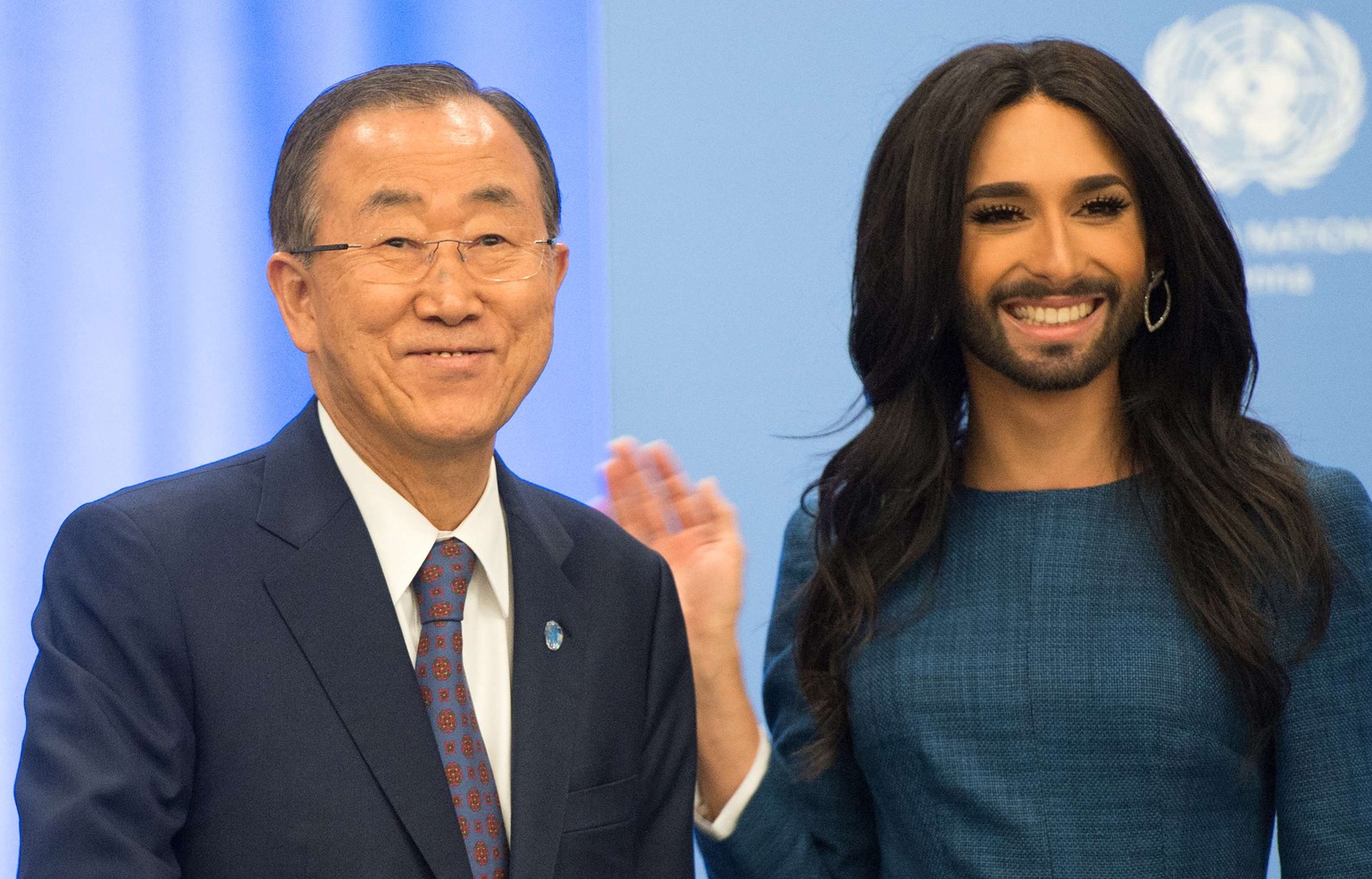 Verstehen sich gut:&nbsp;Ban Ki-moon und Conchita Wurst.
