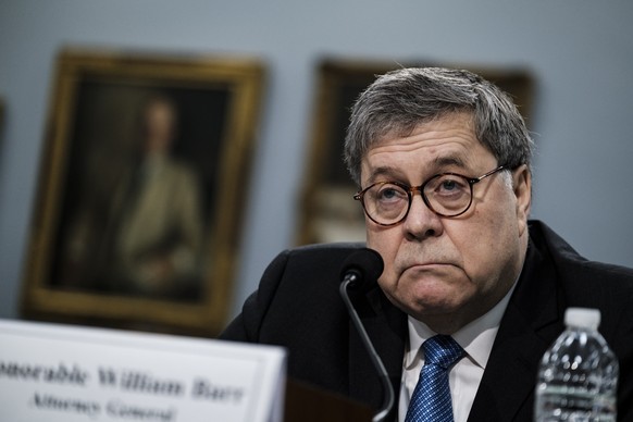 epa07494381 US attorney general, William Barr, testifies before House Appropriation subcommittee hearing on Commerce, Justice, Science, and Related Agencies in Washington, DC, USA, 09 April 2019. EPA/ ...