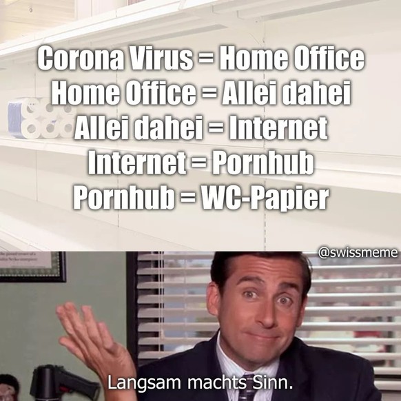 19 genial-lustige Coronavirus-Memes, die uns durchhalten lassen
Ich habe das Rätsel um die WC Papier Hamsterer gelöst, die Ferkel!!!