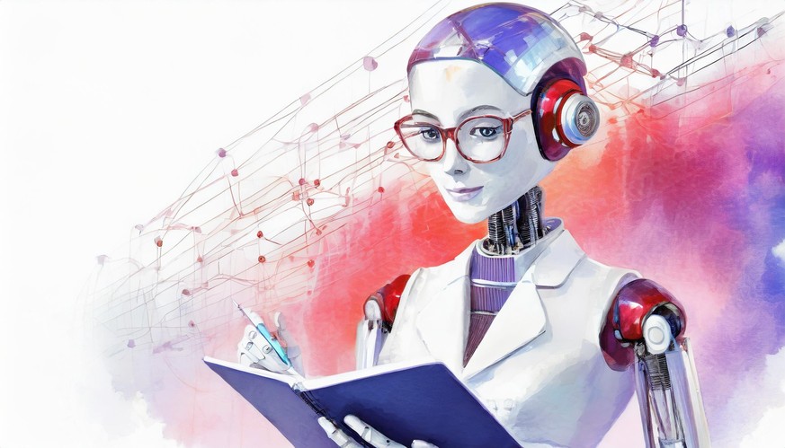 Roboter schreibt und liest im Buch