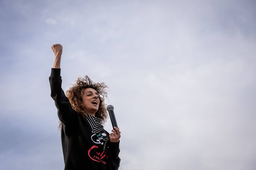 Demonstration Against The Islamic regime in Iran Exiled journalist Masih Alinejad, a leader in the movement against the Islamic theocracy in Iran and target of assassination plots by the Iranian gover ...