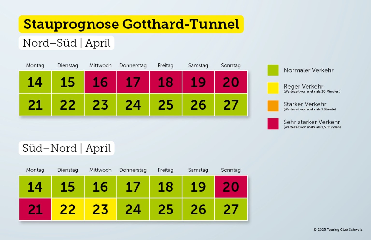 Stau-Prognose Ostern 2025 am Gotthard-Tunnel