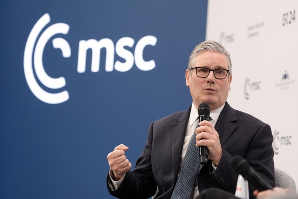 Britain's Prime Minister Keir Starmer takes part in a panel discussion with President of the European Commission Ursula von der Leyen and moderated by Christine Amanpour at the Munich Security Co ...