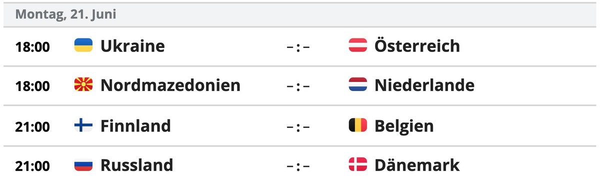 Die Spiele der Euro 2020 am Montag.