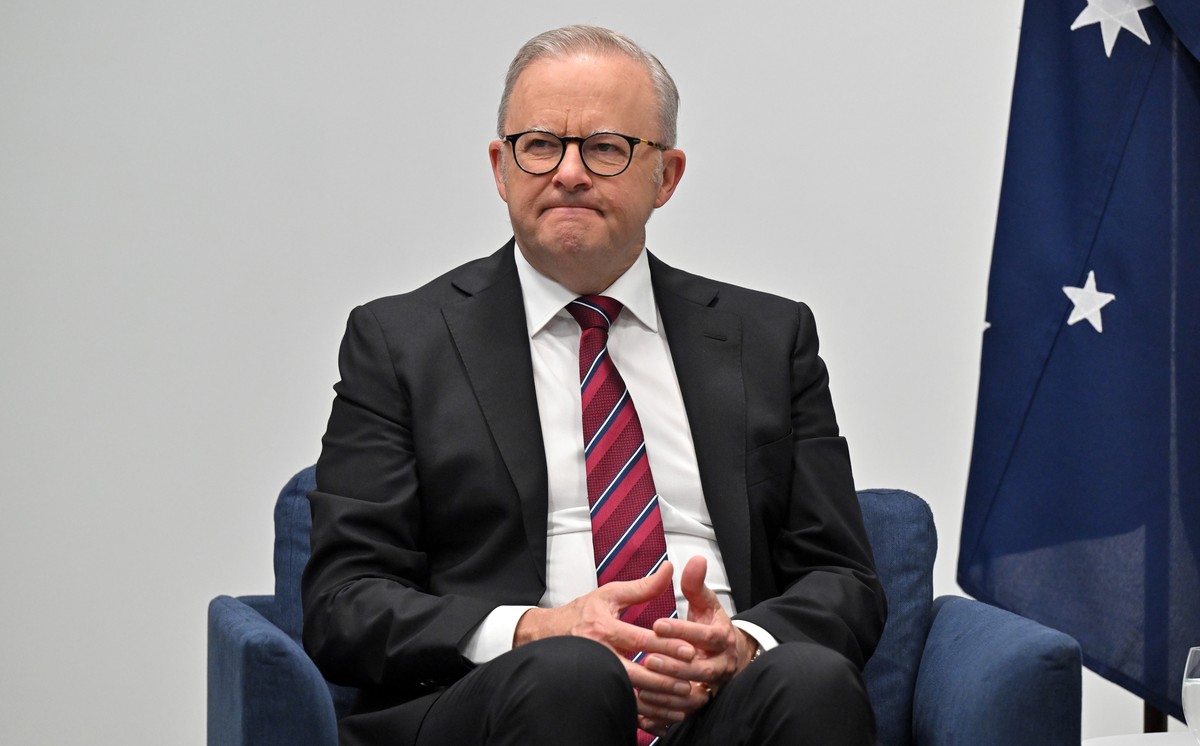epa12579552 Australian Prime Minister Anthony Albanese looks on during a bilateral meeting with Papua New Guinea Prime Minister James Marape in Sydney, Australia, 09 December 2025. EPA/MICK TSIKAS AUS ...