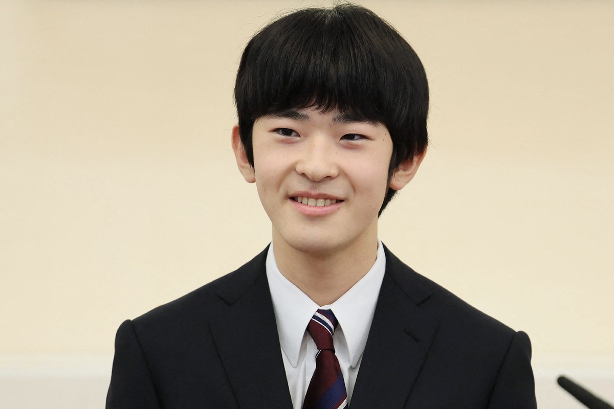 Japan's Prince Hisahito, the only son of Crown Prince Fumihito and second in line to the throne, takes part in his first press conference to mark his coming-of-age at the Akasaka East Residence i ...