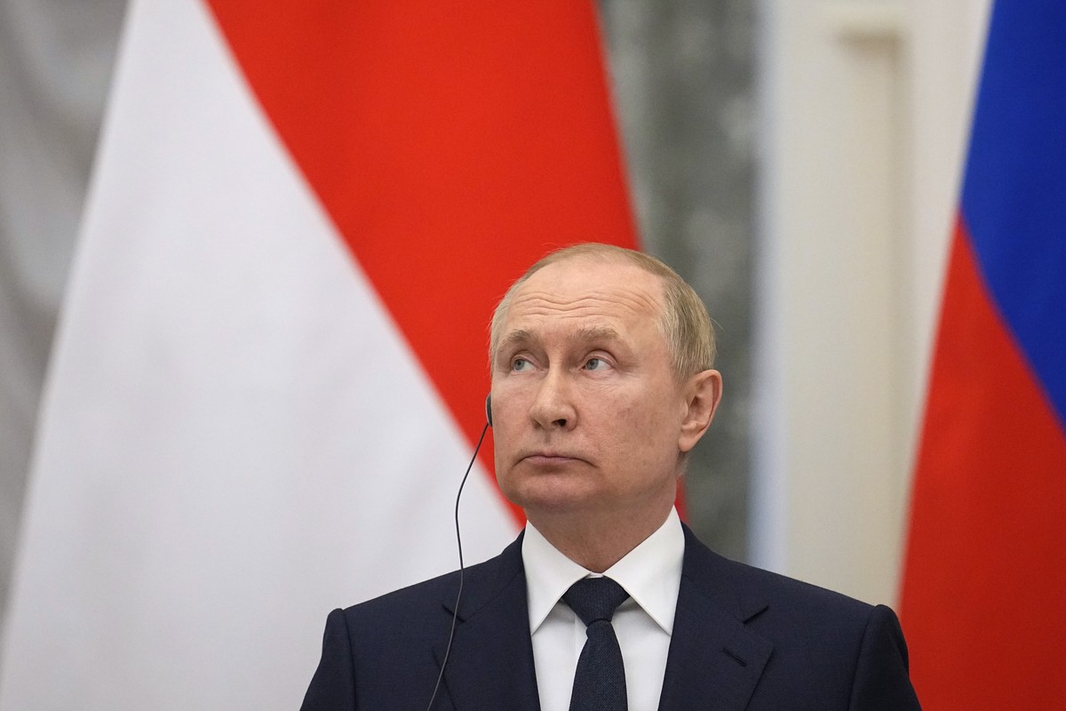 Russian President Vladimir Putin attends a joint news conference with Indonesian President Joko Widodo after their meeting in the Kremlin in Moscow, Russia, Thursday, June 30, 2022. Indonesian Preside ...