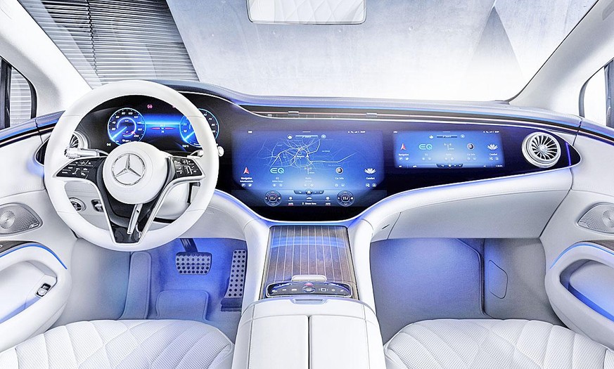 Elektroauto Mercedes EQS: Das Cockpit mit dem Hyperscreen.