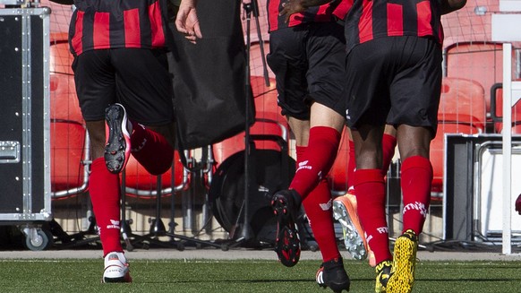 Xamax&#039;s players celebrate their goal after scoring the 1:0, during the Super League soccer match of Swiss Championship between Neuchatel Xamax FCS and FC Basel, at the Stade de la Maladiere stadi ...