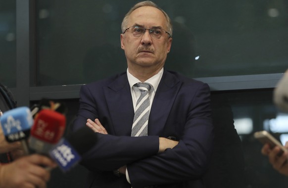 In this Wednesday, June 14, 2017 photo, Uli Stielike, head coach of the South Korean men&#039;s soccer team, stands to meet the media after arriving from Qatar at Incheon International Airport in Inch ...