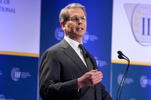 Treasury Secretary Scott Bessent speaks, Wednesday, April 23, 2025, to the Institute of International Finance Global Outlook Forum at the Willard Hotel in Washington. (AP Photo/Jacquelyn Martin)
Scott ...