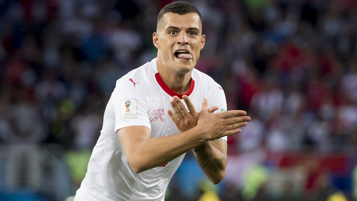 ARCHIV - ZUM WORT DES JAHRES IN DER DEUTSCHSCHWEIZ "DOPPELADLER" AM DONNERSTAG, 6. DEZEMBER 2018, STELLEN WIR IHNEN FOLGENDES BILDMATERIAL ZUR VERFUEGUNG - Switzerland's midfielder Gran ...
