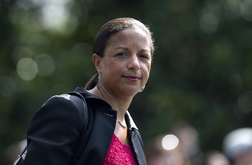 FILE - In this July 7, 2016 file photo, National Security Adviser Susan Rice walks on the South Lawn of the White House in Washington, to board Marine One with then President Barack Obama. Rice is in  ...