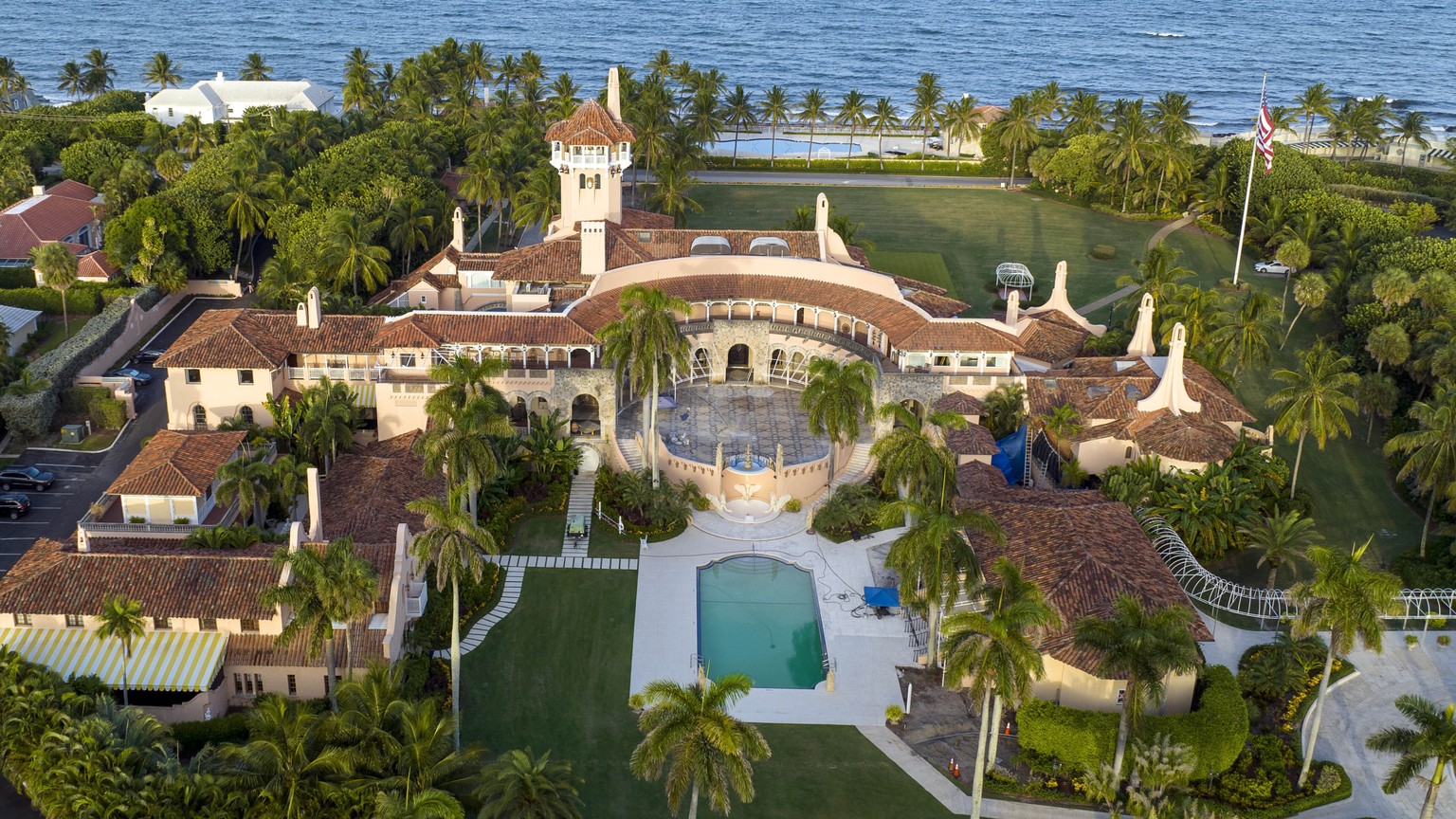 FILE - An aerial view of former President Donald Trump&#039;s Mar-a-Lago estate is seen Aug. 10, 2022, in Palm Beach, Fla. New York Judge Arthur Engoron, ruling in a civil lawsuit brought by New York  ...