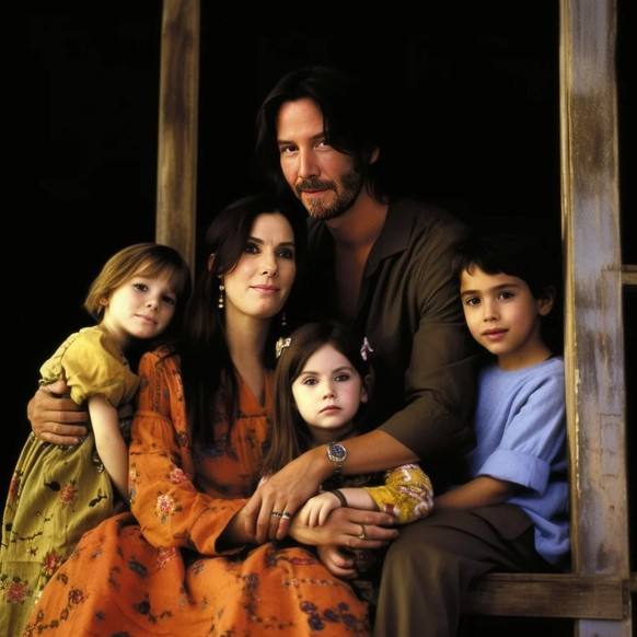 Midjourney: Sandra Bullock und Keanu Reeves und ihre fiktiven Kinder