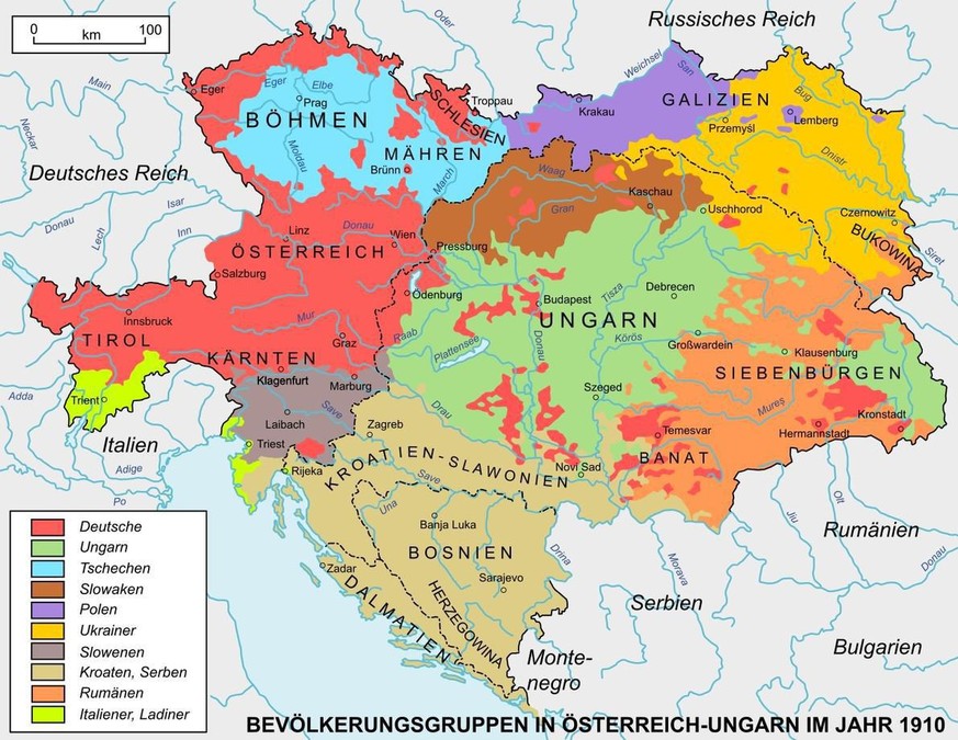 Die Sprachgruppen Österreich-Ungarns im Jahr 1910 (basierend auf dem Geschichtsatlas von William R. Shepherd, 1911)
https://de.wikipedia.org/wiki/Österreich-Ungarn#/media/Datei:Austria_Hungary_ethnic_ ...