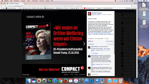 Hetze gegen Hillary Clinton im deutschen «Compact»-Magazin.