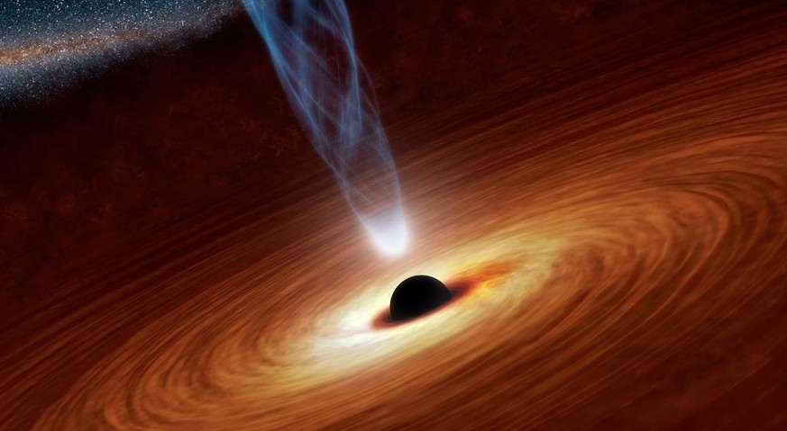 epa04350985 A handout photo made available by NASA on 12 August 2014 shows the regions around supermassive black holes shining brightly in X-rays. Some of this radiation comes from a surrounding disk, ...