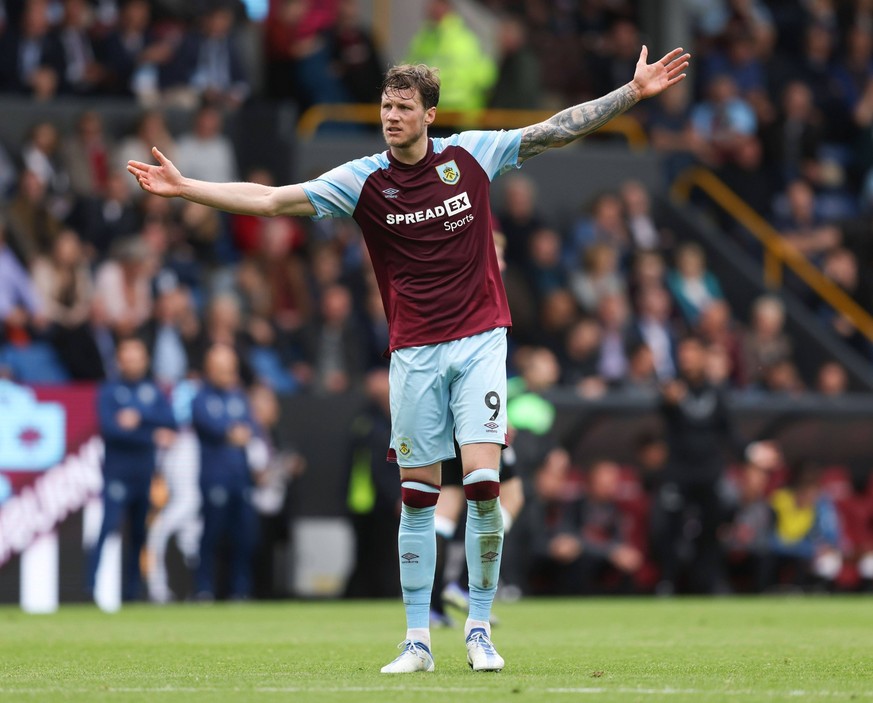 Mandatory Credit: Photo by Paul Currie/Shutterstock 12948678ct Wout Weghorst of Burnley Burnley v Newcastle United, Premier League, Football, Turf Moor, Burnley, UK - 22 May 2022 EDITORIAL USE ONLY No ...