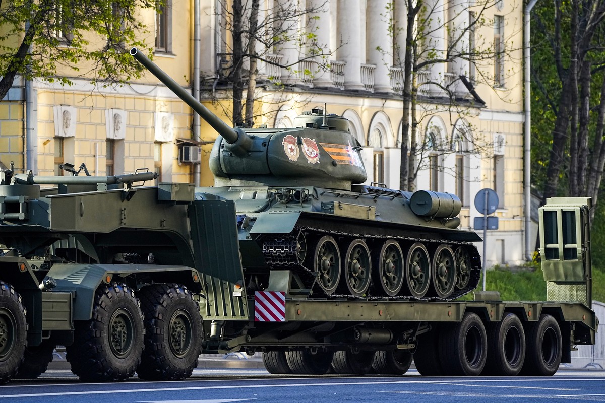 Préparatifs pour le défilé, à Moscou.