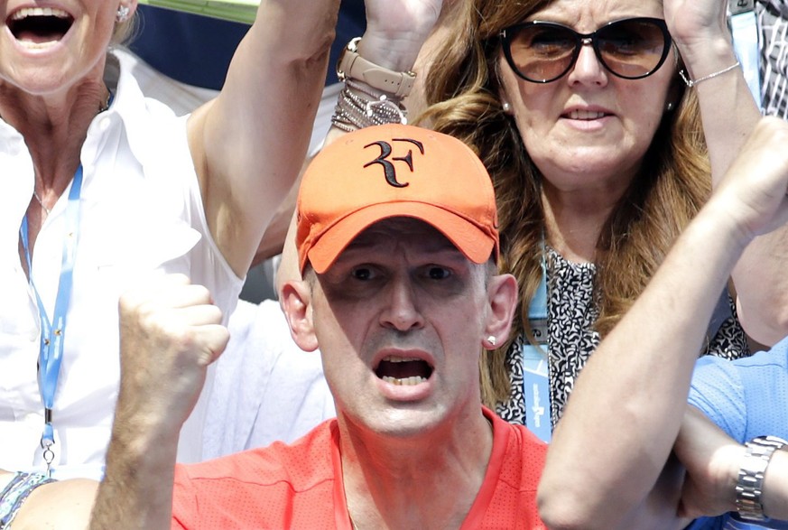 epa05126266 Ivan Ljubicic, the coach of Roger Federer of Switzerland, watches the quarter final match between Roger Federer against Tomas Berdych of Czech Republic at the Australian Open tennis tourna ...