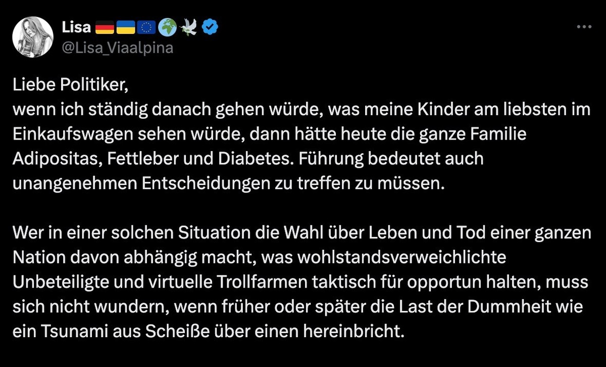 Tweet zur zögernden und zaudernden Bundesregierung in Deutschland