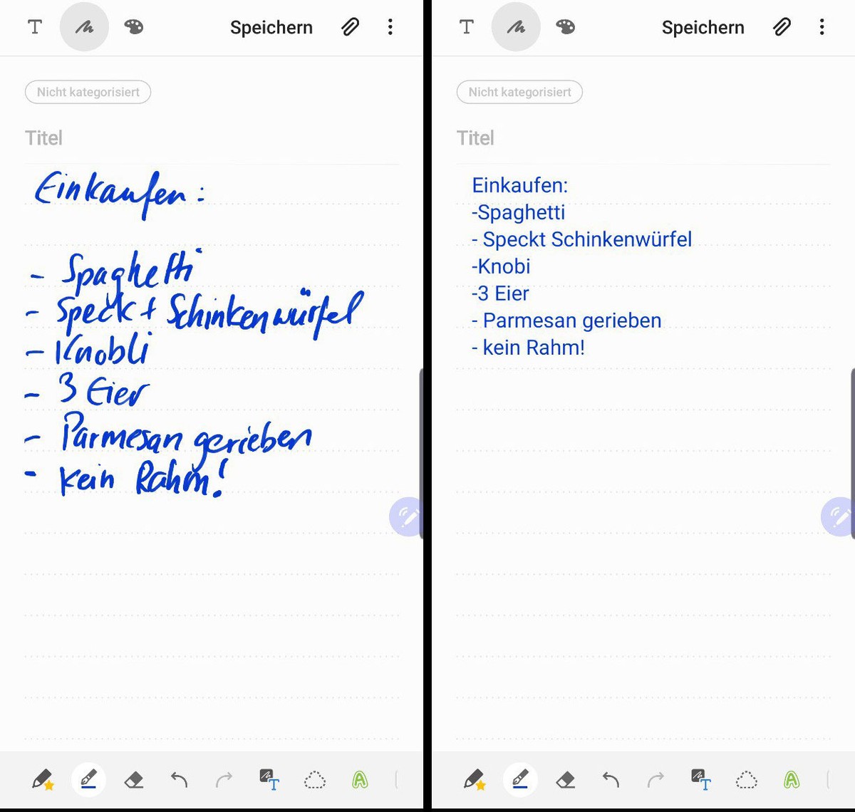 Text konvertieren Samsung Note 10 Plus